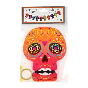 Banderín del día de muertos, catrinas con corazón y flores, surtido /…