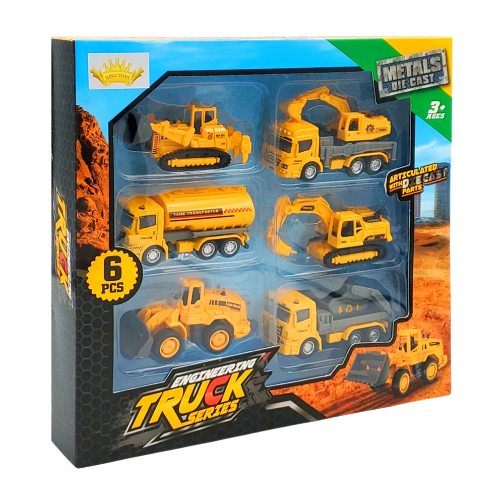 Paquete con 6 camiones de construcción metálicos chicos / truck series /bz320-6d