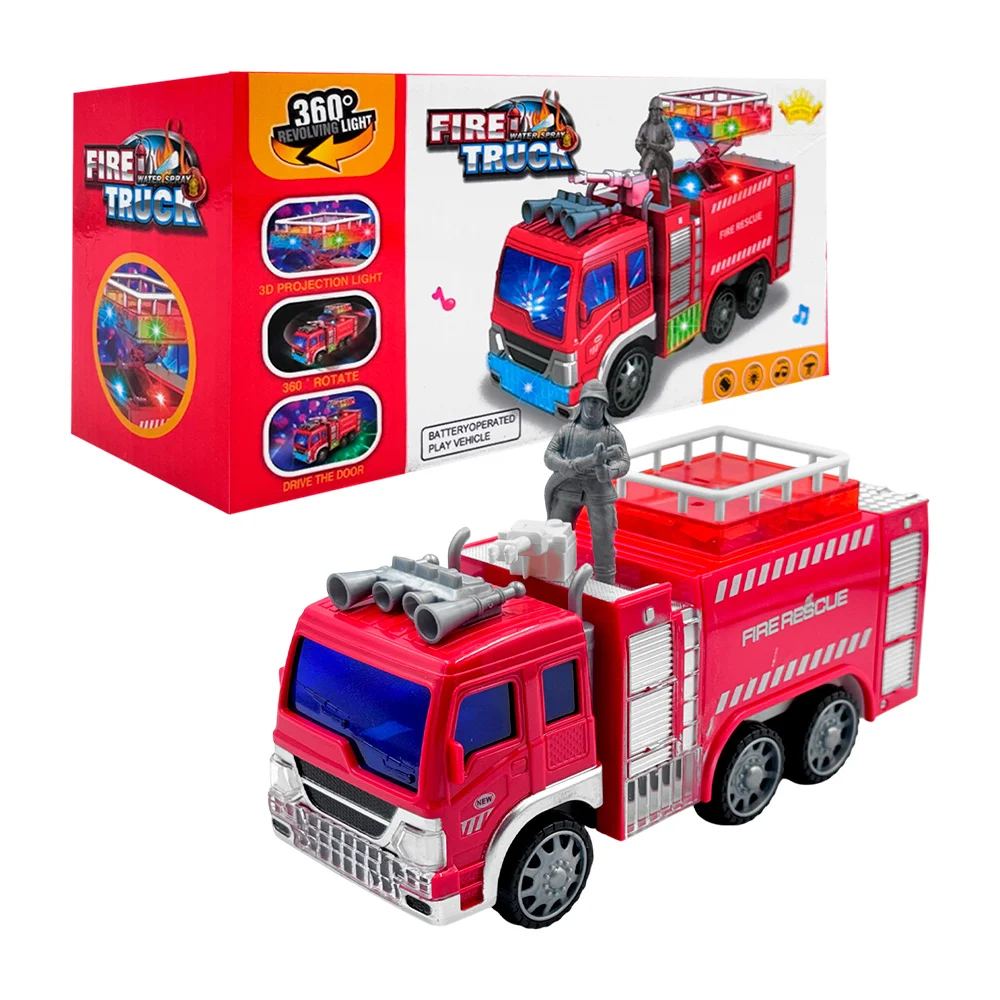 Camión de bomberos móvil con luces, música y rotación de 360° / fire truck