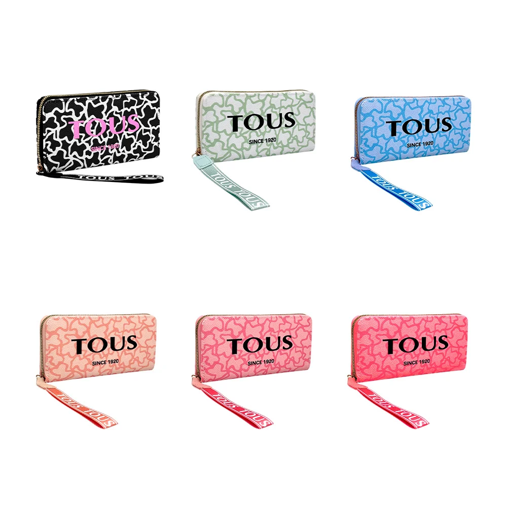 Cartera para dama con estampado de monograma, múltiples compartimentos internos