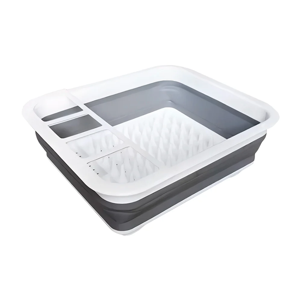 Escurridor plegable multifuncional rectangular de plástico y silicón, 34x28cm