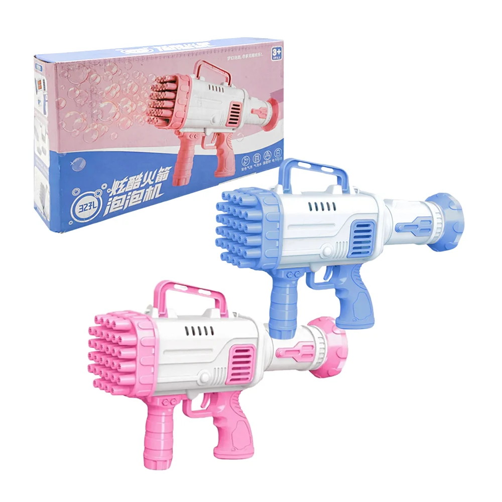 Pistola de burbujas, con 32 agujeros, con bote de liquido para burbujas / bubble machine / lu3747
