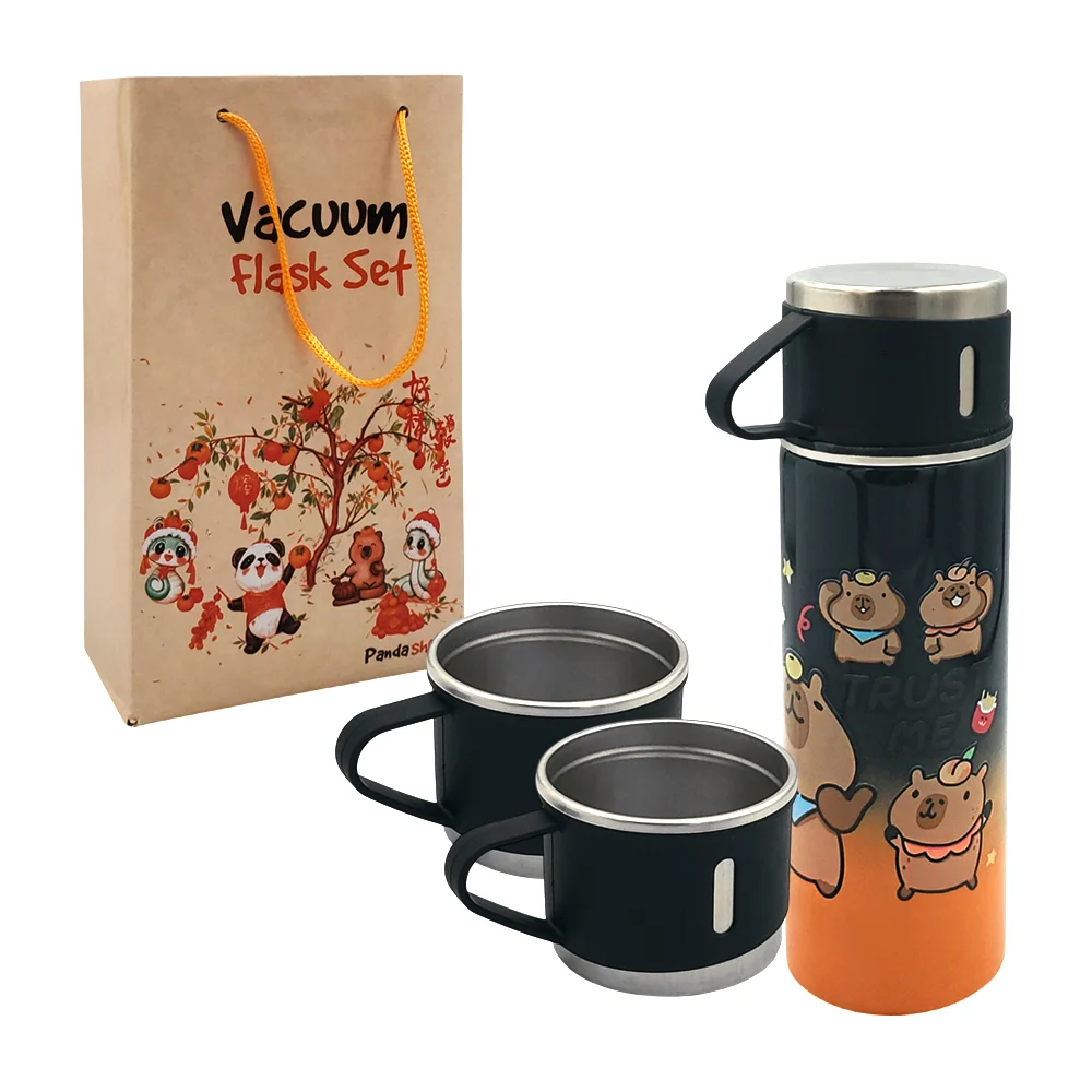 Termo metálico con estampado de capibara + accesorios intercambiables