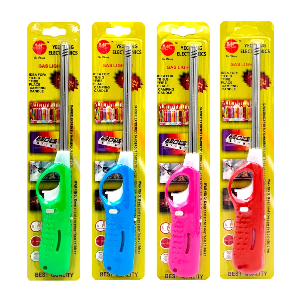 Encendedor de antorcha con boquilla metálica y ajuste de flama, colores varios