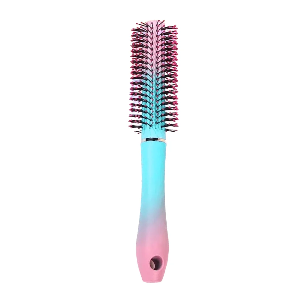 1pza Cepillo cilíndrico para el cabello, de plástico bicolor, con anillo / lv252