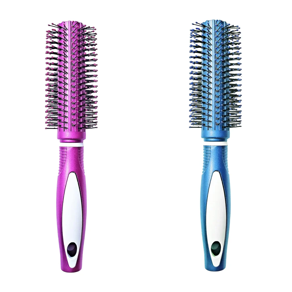 Cepillo redondo para cabello grande, de plástico bicolor y medida de 22cm /lv257