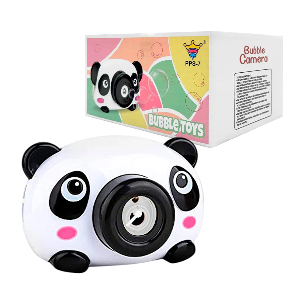 Cámara de juguete con forma de animal lanzadora de burbujas + 2 botes de jabón