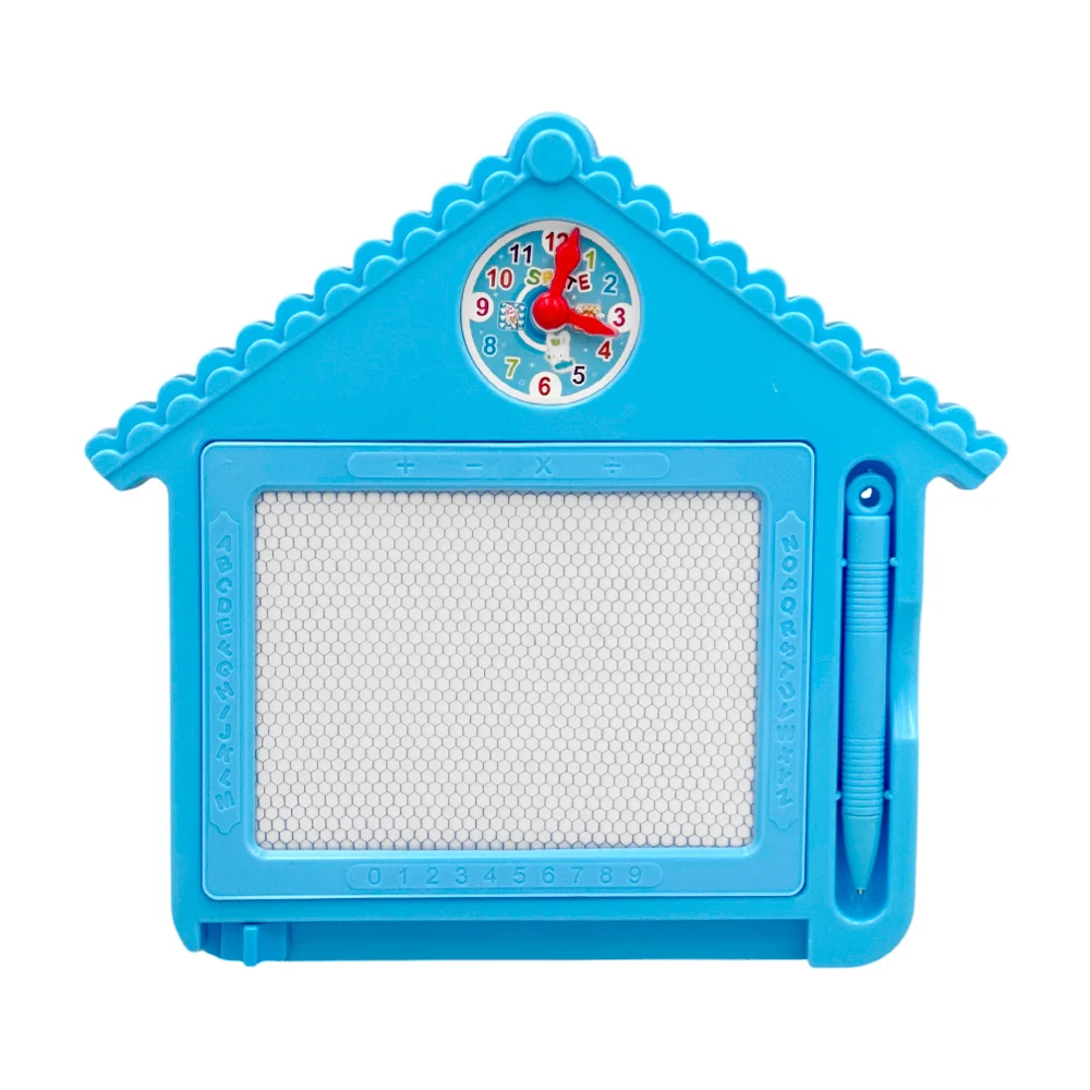 Mini pizarrón magnético de plástico con lapicito y decoración de reloj / tt642