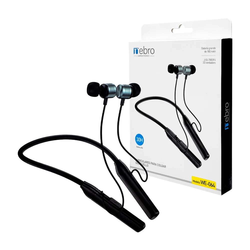 Audifonos deportivos nebro recargables 30horas de bateria, ergonómicos / we-064