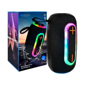 Bocina nebro portátil cilíndrica con luz rgb, bluetooth, ipx5 / wg-142