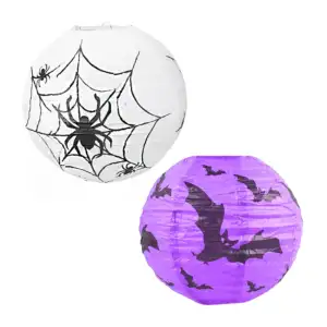 1pza Pantalla china - farol de papel con estampado halloween de 12 pu…