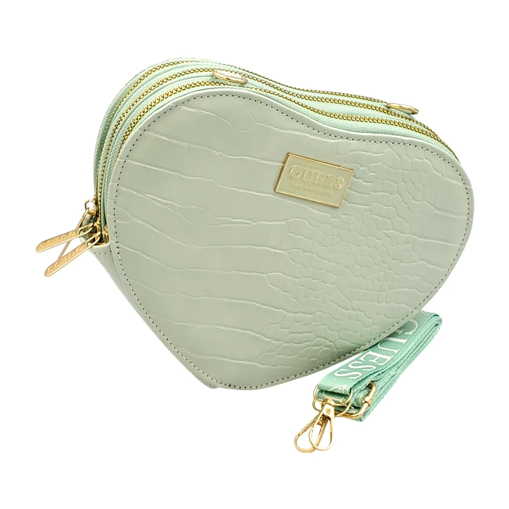 Bolsa de mano con forma de corazón, 3 cierres dorados y correa, varios colores