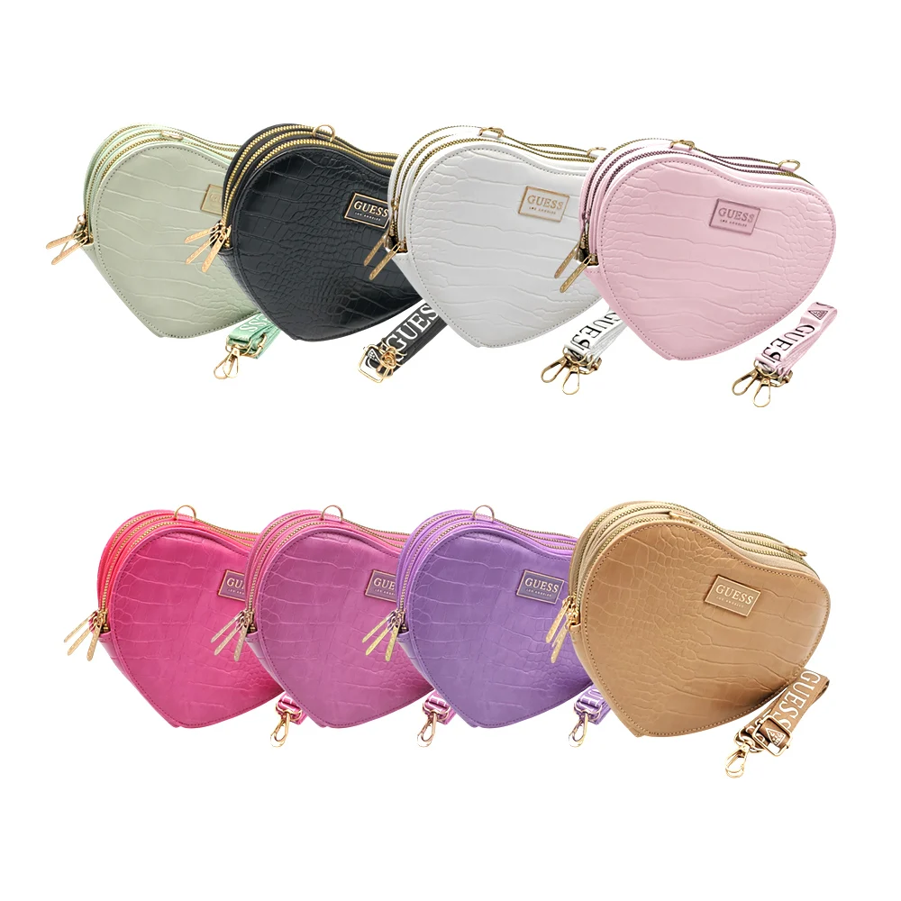 Bolsa de mano con forma de corazón, 3 cierres dorados y correa, varios colores