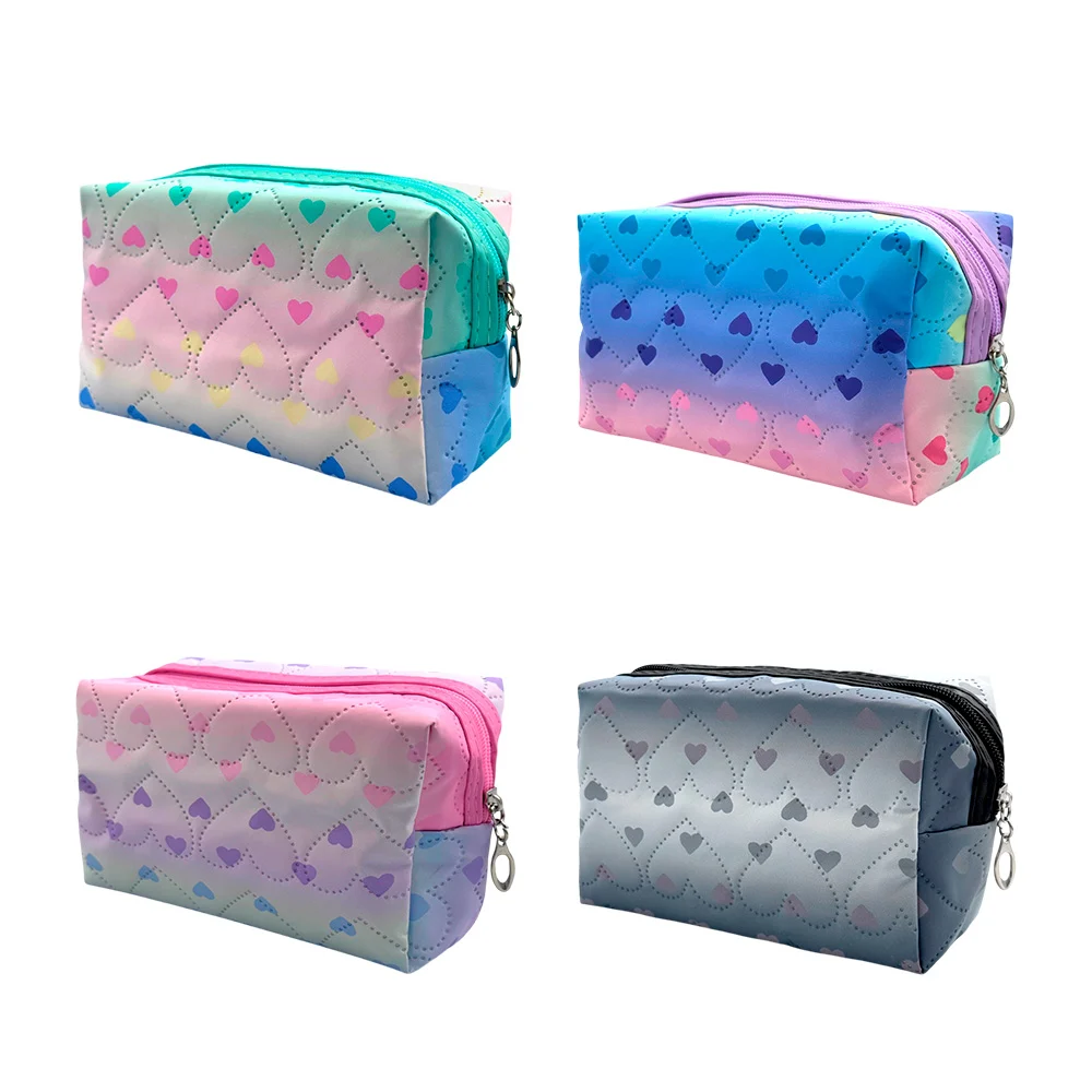 Cosmetiquera con relieve y estampado de corazón, multicolor degradado, surtido