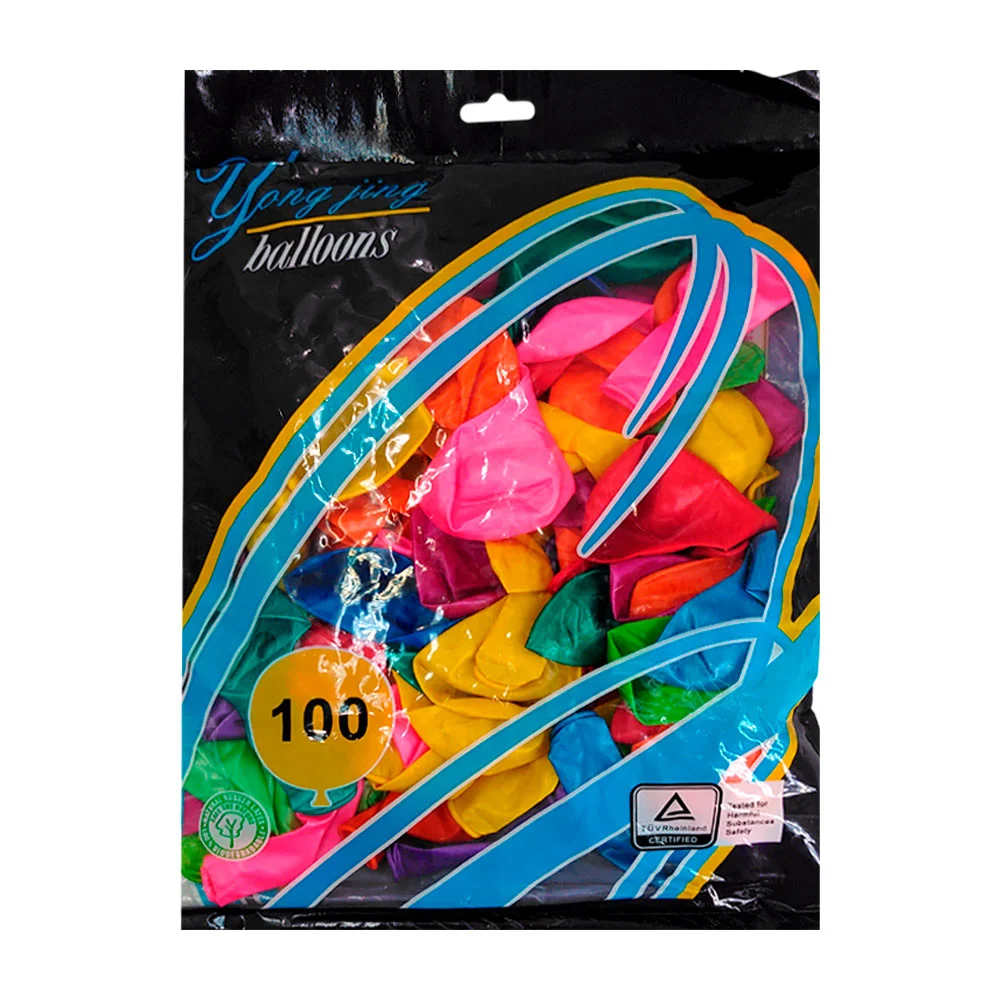 Paquete con 100pz de globos de látex en color intenso, color surtido / yoyo-a72