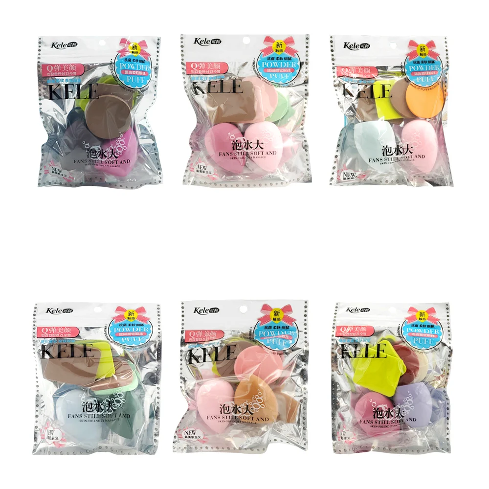 Paquete con 6 esponjas para maquillaje con 3 diferentes tipos, color surtido