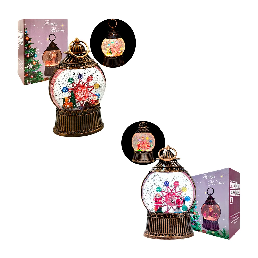 Adorno navideño músical con luz en forma de esfera, con figuras móviles, surtido