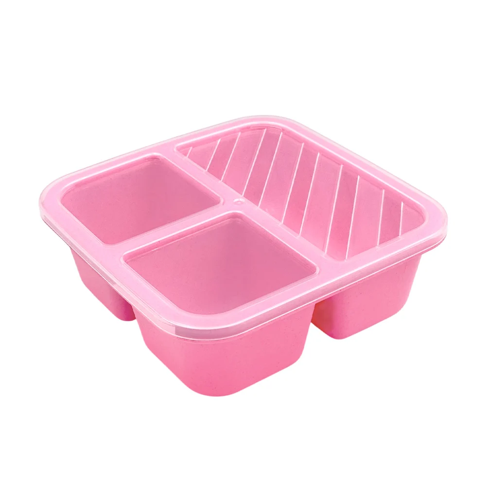 Tupper de plástico cuadrado con tapa, color sólido y 3 compartimentos / zy-ct88