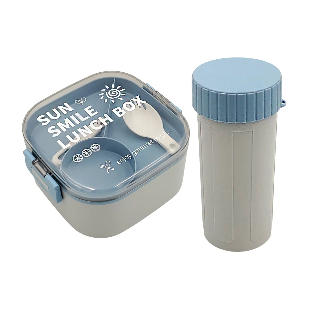 Blíster de tupper rectangular pequeño, con tapa transparente y mini bote con asa