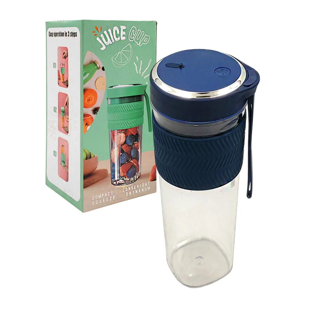 Vaso licuadora recargable para jugos caseros, con asa agarradera y botón