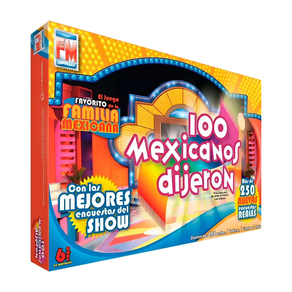 Juego de mesa clásico 100 mexicanos dijeron 216 cartas y un tablero / 006501