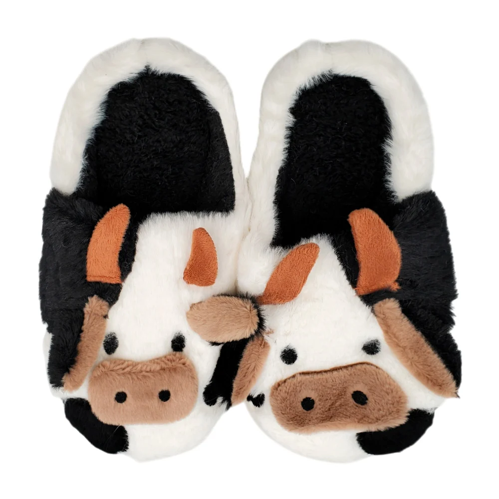 Pantuflas afelpadas con diseño de vaquita, variedad de tallas y colores / 10049