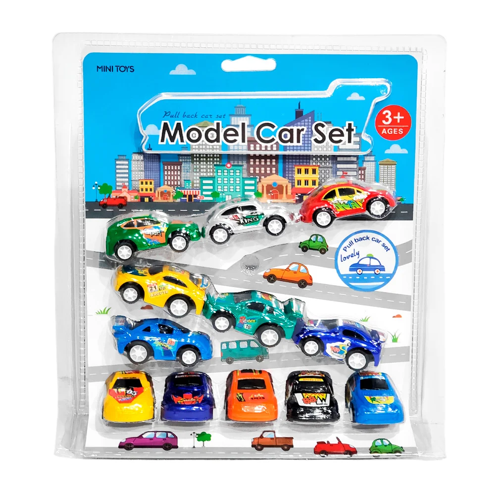 Blíster con 12 mini carritos de fricción, varios modelos y colores / 1056e-1