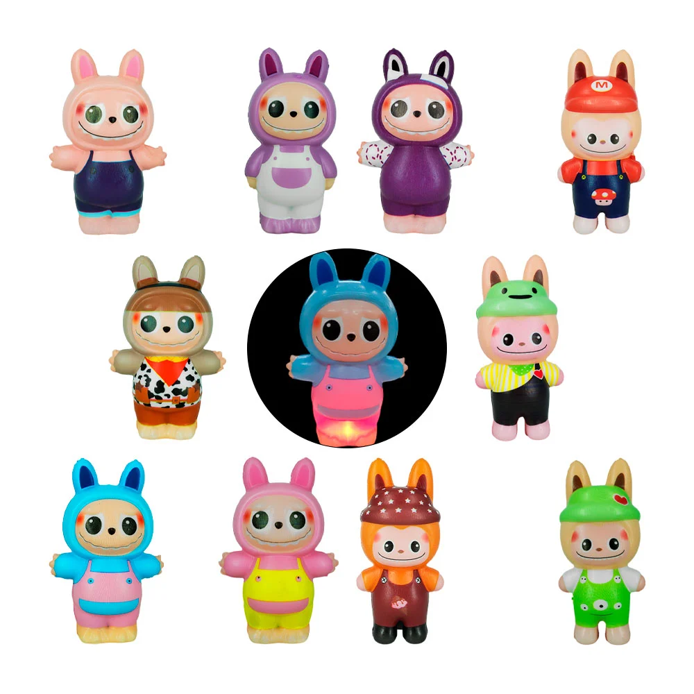 Figura squeeze - antiestrés con forma de labubu + luz led, variedad de modelos