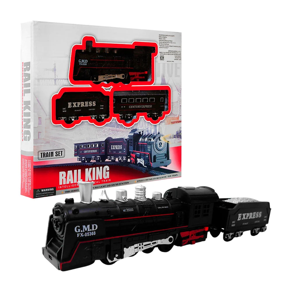 Pista armable de juguete con tren express + luces y sonido / rail king / 19051-1