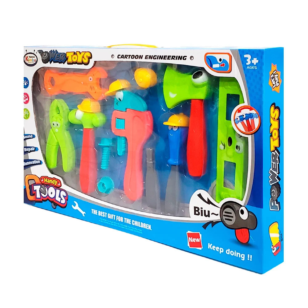 Set de herramientas infantiles de juguete con caritas, varios accesorios / power