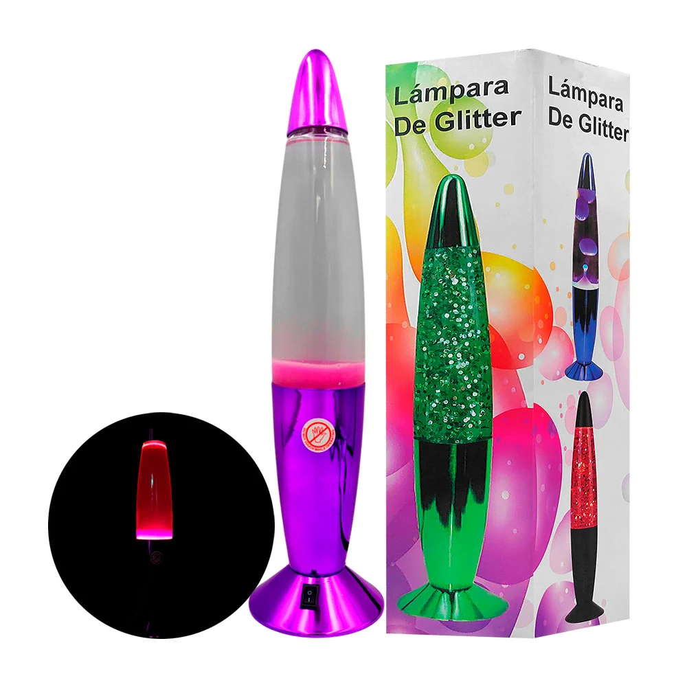 Lámpara de lava pequeña con base metálica y color metálico, usos varios / 201d