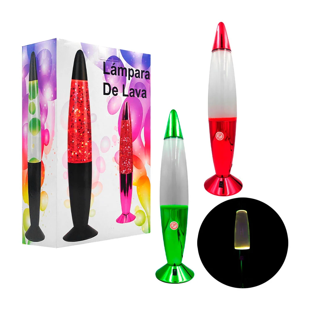 1pza Lámpara de lava ovalada, con base de plástico tornasol, funciones varias