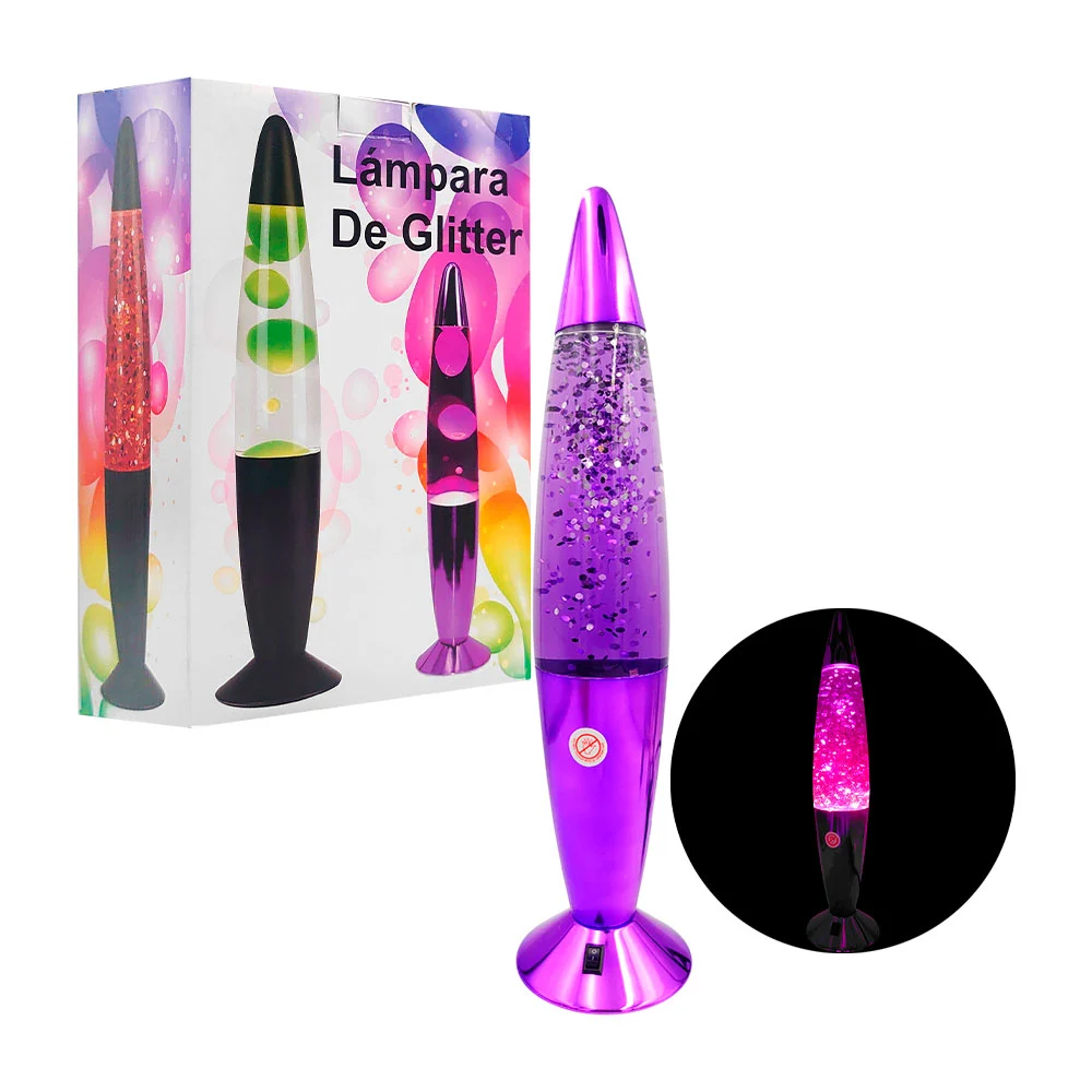 Lámpara de diamantina ovalada con base de plástico tornasol, variedad de colores