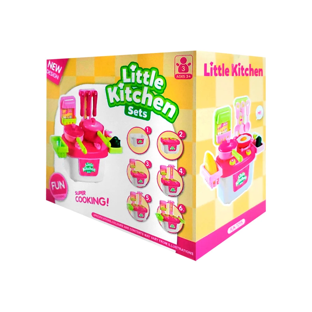 Set de mini cocina infantil con ollas, utensilios y accesorios / 212-h89
