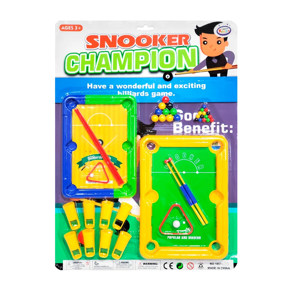 Blìster con 2 mini tableros de billar, variedad de accesorios / snooker champion