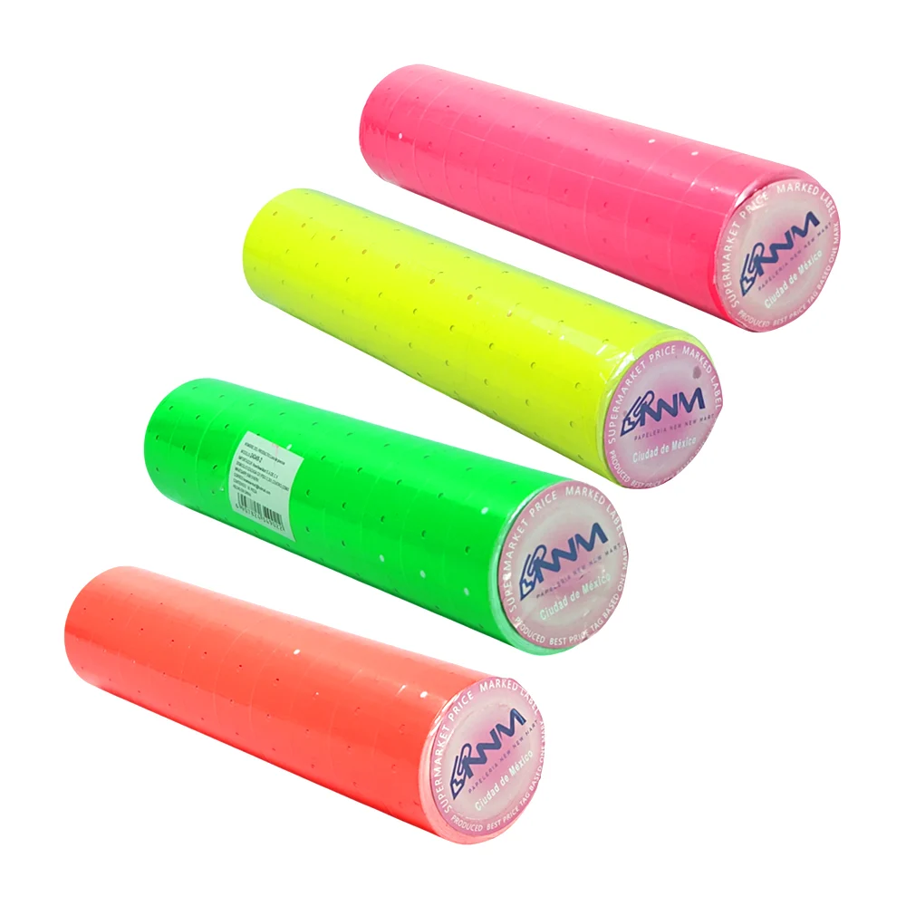Paquete 10 rollos de etiquetas fluorescentes para precios, variedad de colores / 24349-am / b7203 / 24349-2