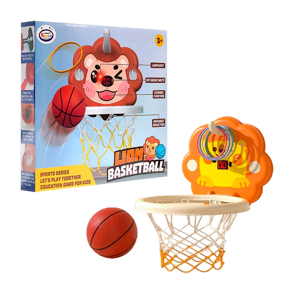 Canasta de basquetbol infantil con diseño de león + mini balón / lion basketball
