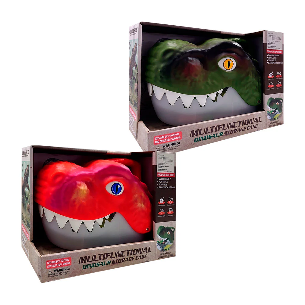 Mochila de cabeza de dinosaurio con set de figuras de dinosaurios y accesorios