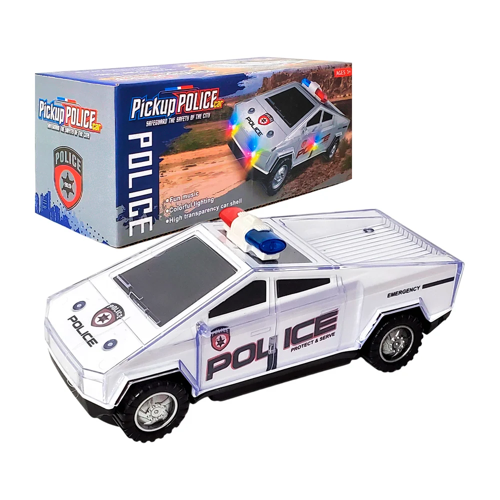 Carro patrulla móvil envuelta en plástico transparente con luces y música /3355a