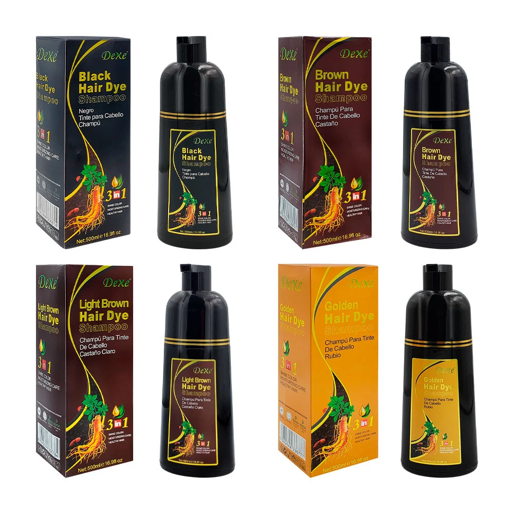 Shampoo dexe 3 en 1 con extractos naturales para pintar el cabello, 500ml