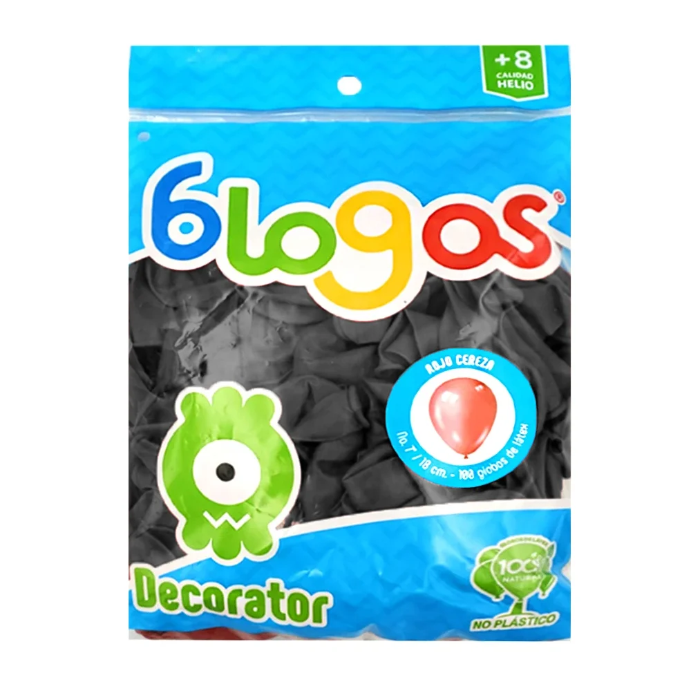 Paquete de 100 globos blogos en color negro de 7 in - 18 cm / blogos negro / 441619
