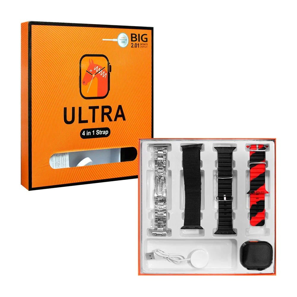 Smart watch cuadrado con carga magnética + 4 correas intercambiables, surtido