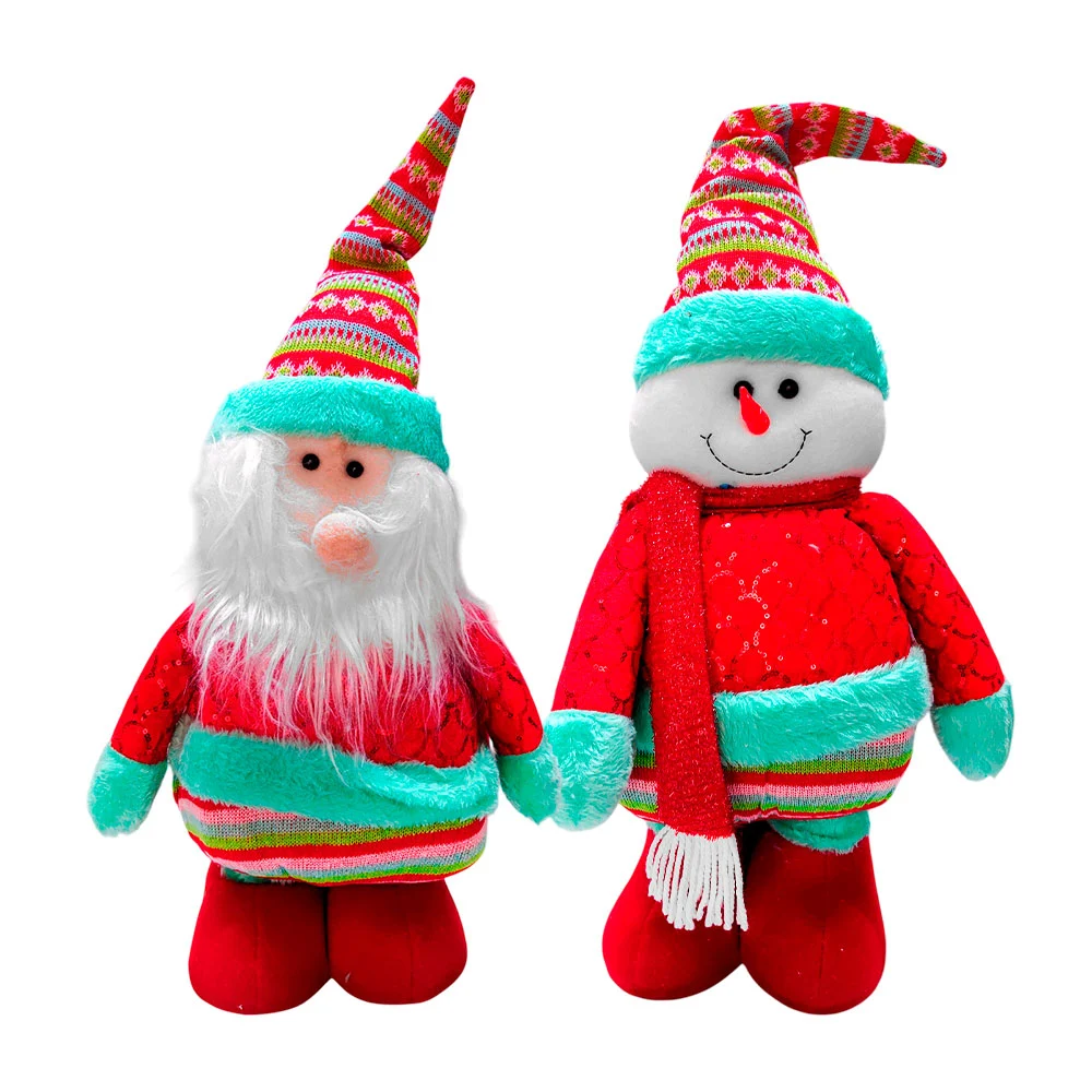 Figura navideña decorativa grande con forma de santa, muñeco o reno afelpado