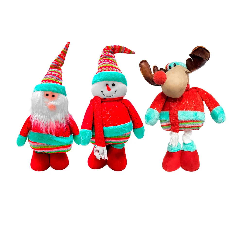 Figura navideña decorativa grande con forma de santa, muñeco o reno afelpado