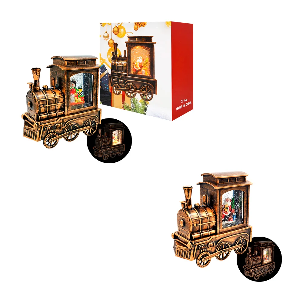 Adorno decorativo navideño musical en forma de tren con figura encapsulada