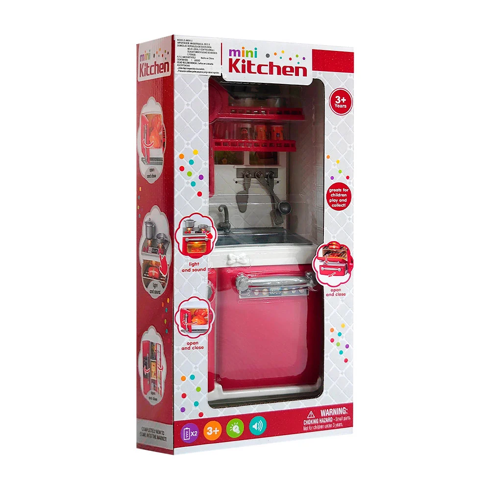 Mini lavabo de juguete con horno y alacena para muñecas + sonido / 66081-2