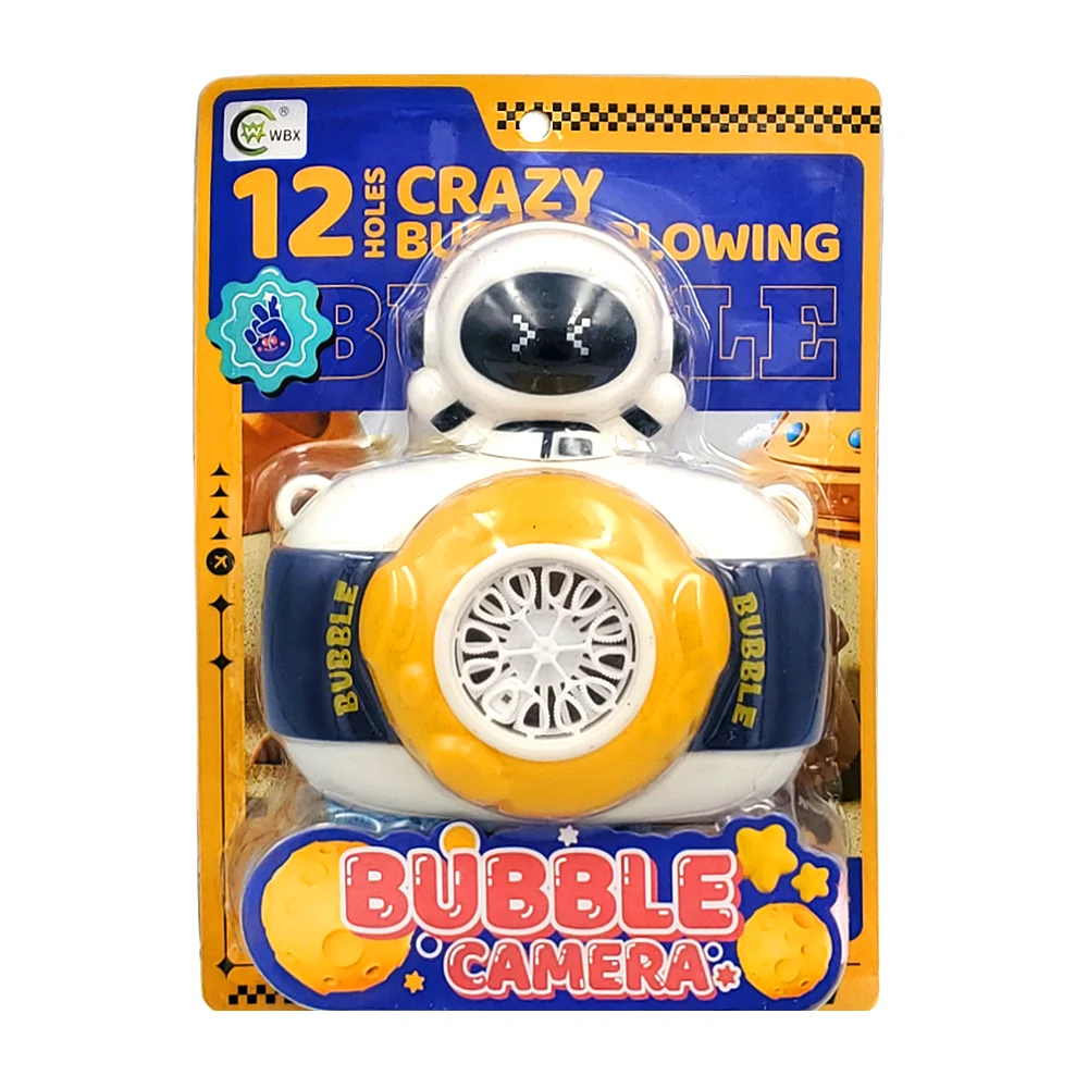 Cámara de juguete lanza burbujas con figura de astronauta + botella y correa
