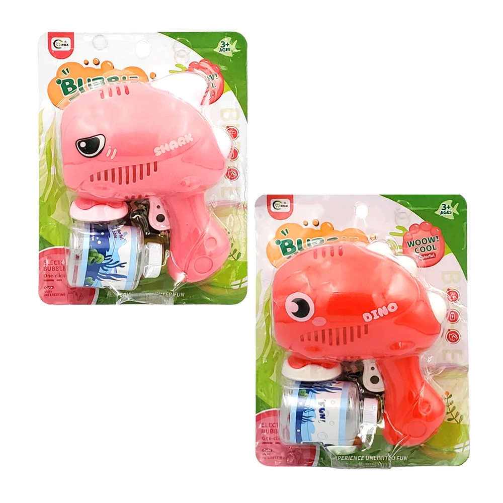 Pistola lanza burbujas infantil con diseño de animal + botella con jabón
