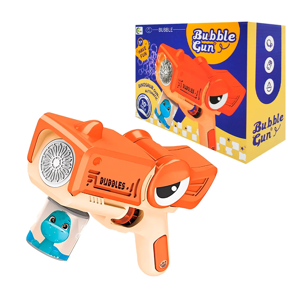 Pistola infantil lanza burbujas con estampado de ojito + botella con jabón