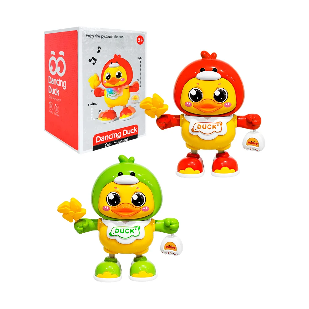 Juguete, pato cute bailarín con mameluco, luces y música, varios colores / 680b